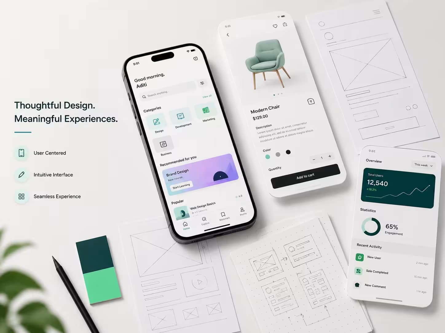 Aucio Infotech UI/UX designing — user-centered interface design for web and mobile apps in Jaipur, India